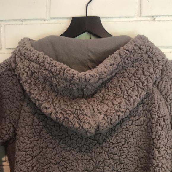 Z by Zella Bomber Fleece Hooded Sherpa Gray Jacket Size Medium - Picture 7 of 13